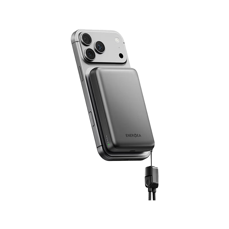 Energea Magpac Loop 10K MagSafe Power Bank With USB-C Cable - 10000mAh / USB-C / Gunmetal