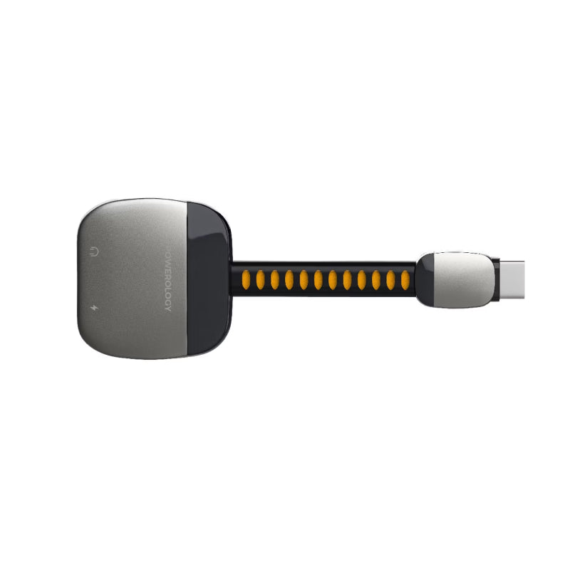 Powerology 2-in-1 USB-C to Aux & USB-C Adapter - 60W / USB-C / Grey