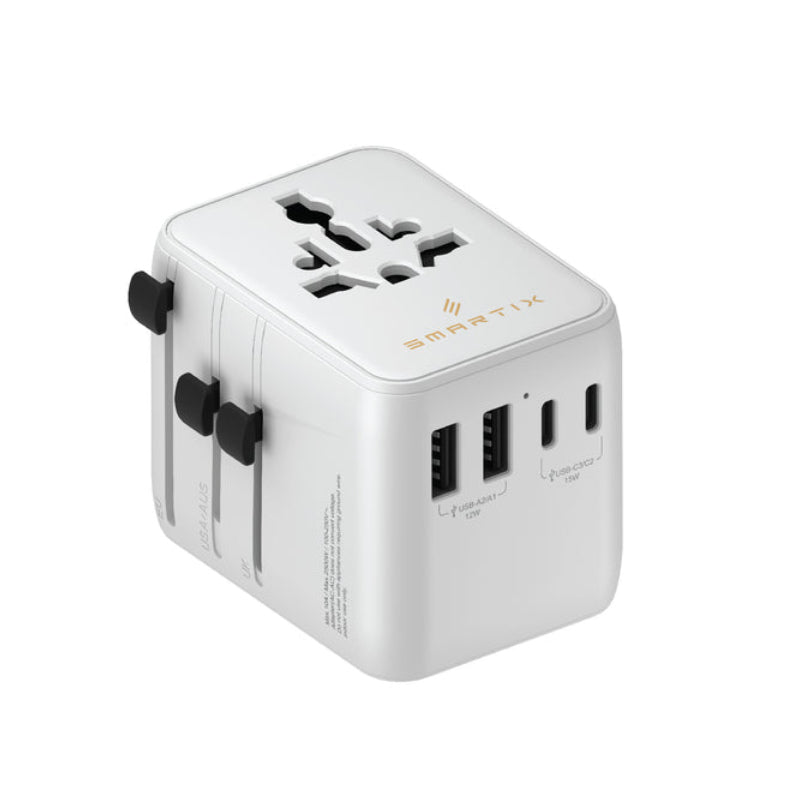 Smartix NomadPro GaN International Travel Adapter - 70W / USB-A / USB-C / White