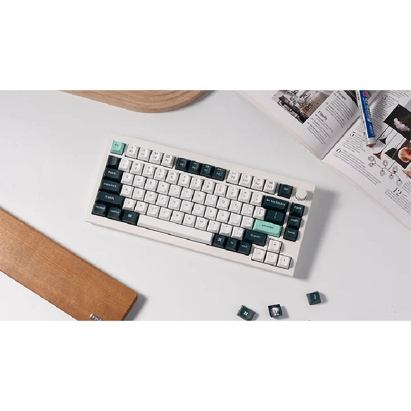 لوحة مفاتيح كيكرون Q1 HE للألعاب، ميكانيكية لاسلكية بإضاءة RGB ومبدلات قابلة للتبديل، مجمّعة بالكامل مع مقبض تحكم ودعم QMK - إنجليزي / عربي / أبيض صدفي