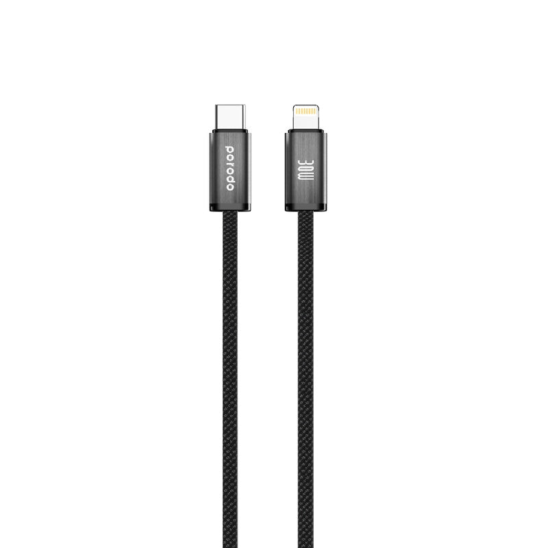 Porodo Woven 30W Lightning to Type-C Cable 1.2M - Black