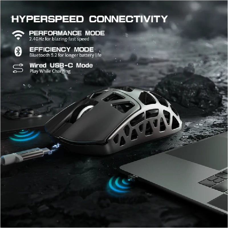 ATTACK SHARK R3 Super Light Tri Mode PAW3395 Wireless Gaming Mouse - Grey