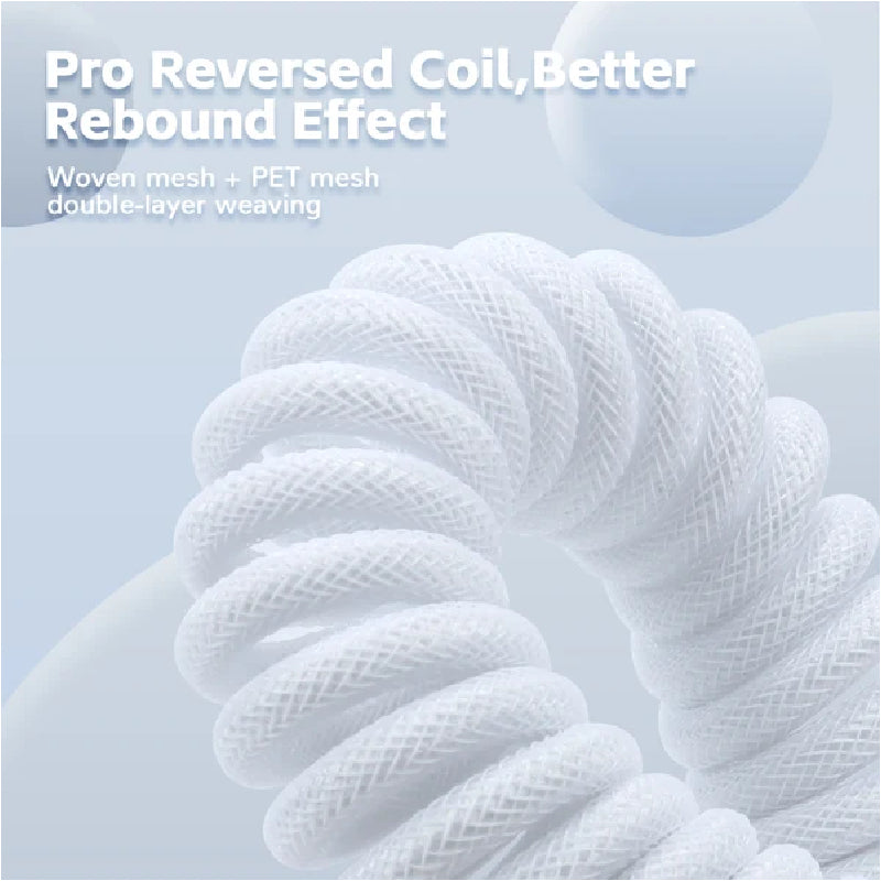ATTACK SHARK C01 PRO Double Sleeved Type-C Coiled Cable - White