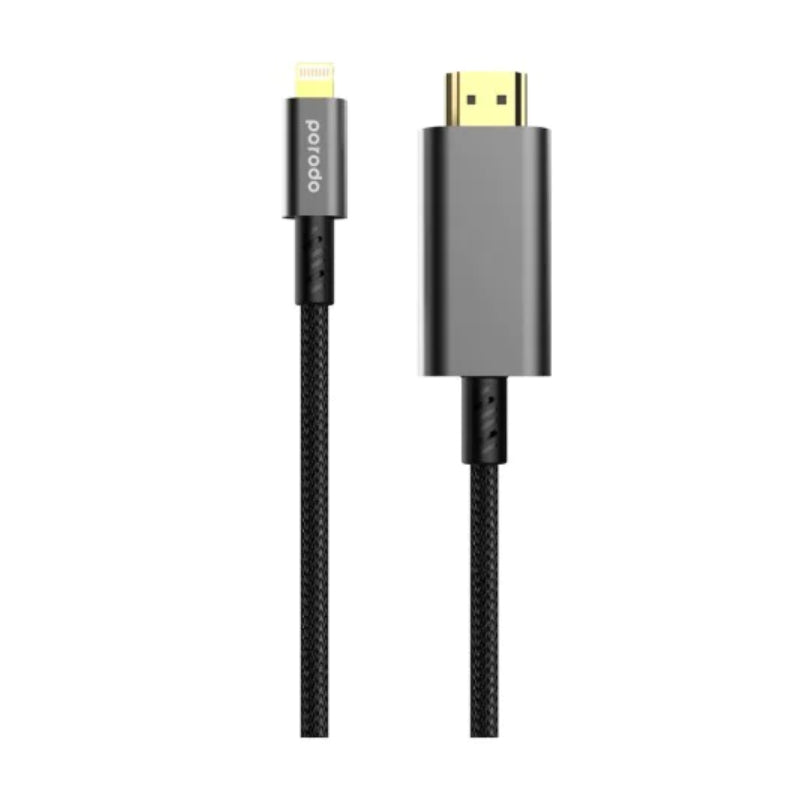 Porodo Lightning to HDMI Braided Cable -1.8 Meter / Black