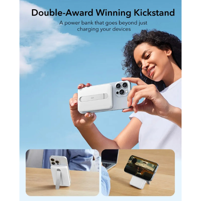 ESR Qi2 MagSlim Kickstand Power Bank - 5000mAh / White