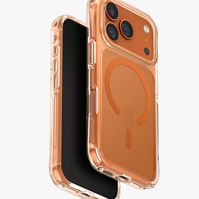 UNIQ Hybrid LPX Classic MagClick Charging Case for Apple iPhone 17 Pro Max – Frost Clear / Volt Orange