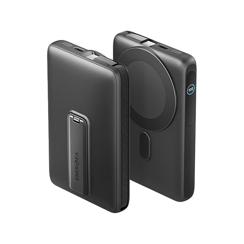 Energea Magpac Ultra Qi2 MagSafe Power Bank With USB-C Cable - 10000mAh / USB-C / Gunmetal