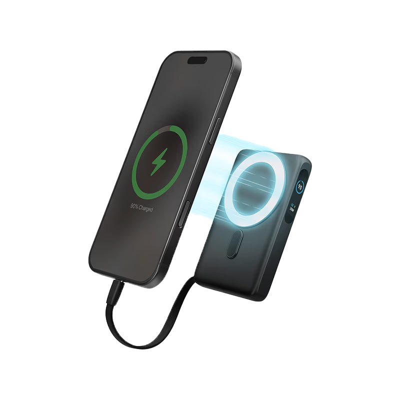 Energea Magpac Ultra Qi2 MagSafe Power Bank With USB-C Cable - 10000mAh / USB-C / Gunmetal