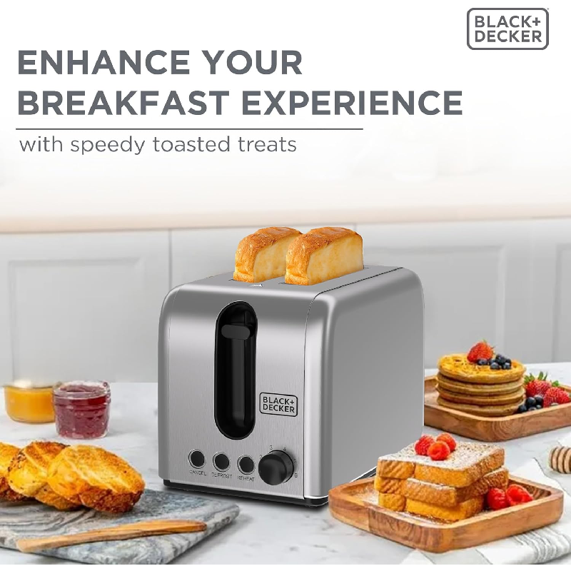 Black+Decker Stainless Steel Toaster - 1050W / 2slots