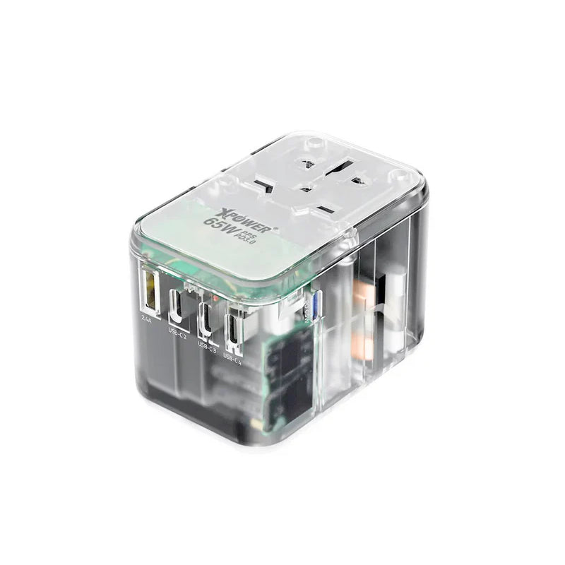 XPower TA65C 5 Ports Gan PD Travel Adapter - 65W / Transparent