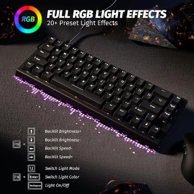 ATTACK SHARK X68 HE Wired Mode RGB Gaming Rapid Trigger Keyboard With Magnetic Switch - Black