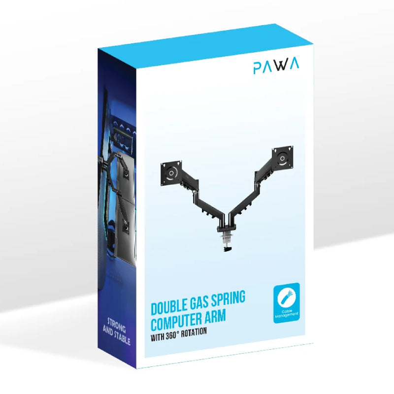 Pawa Double Gas Spring Computer Arm - 13"-32" Inch / 445mm / Black