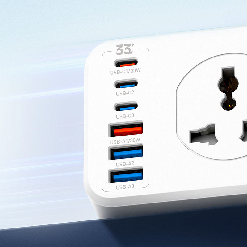 Ldnio SC10610C 10 Outlet Power Socket - 10 Way / UK Plug / USB-C / USB-A / 2 Meters / White