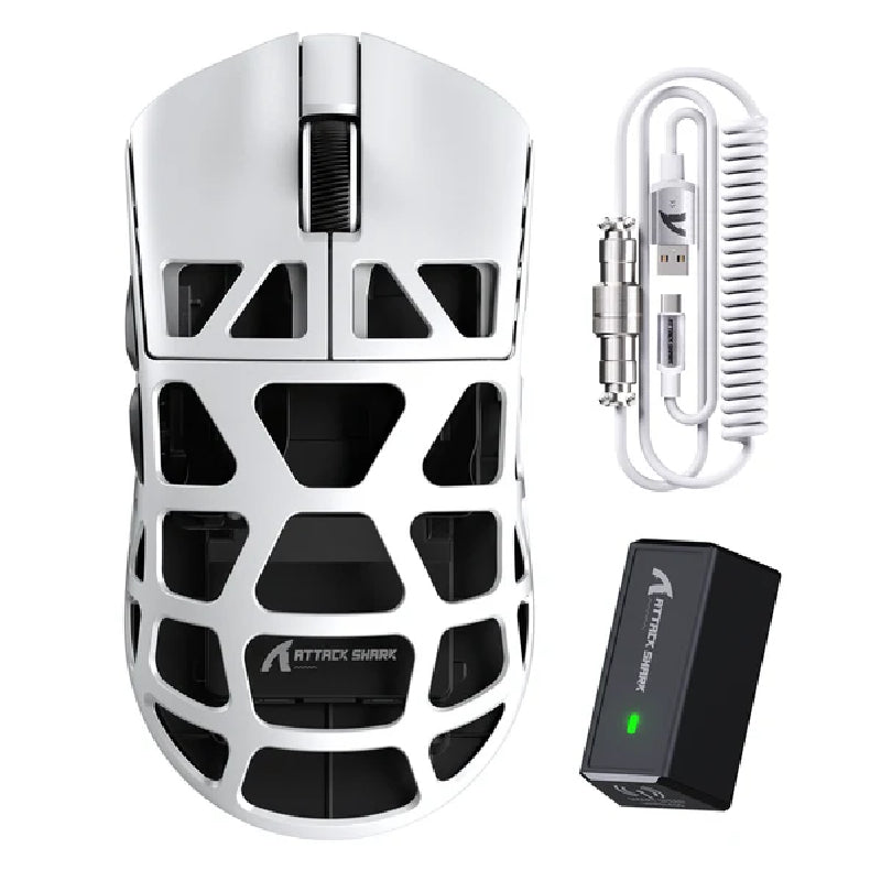 ATTACK SHARK R3 Super Light Tri Mode PAW3395 Wireless Gaming Mouse - White