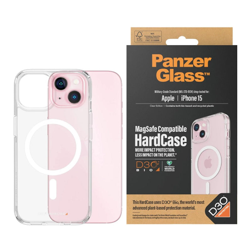PanzerGlass HardCase MagSafe with D3O for Apple iPhone 15 - Clear