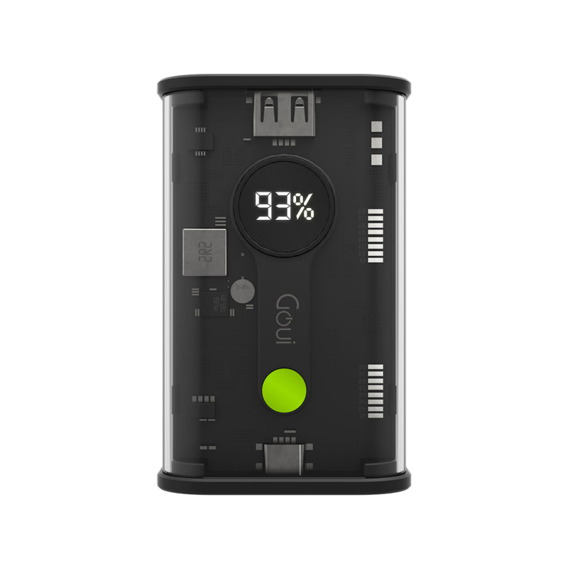 GOUI Nano Power Bank - 10,000mAh / USB-A / USB-C / Transparent