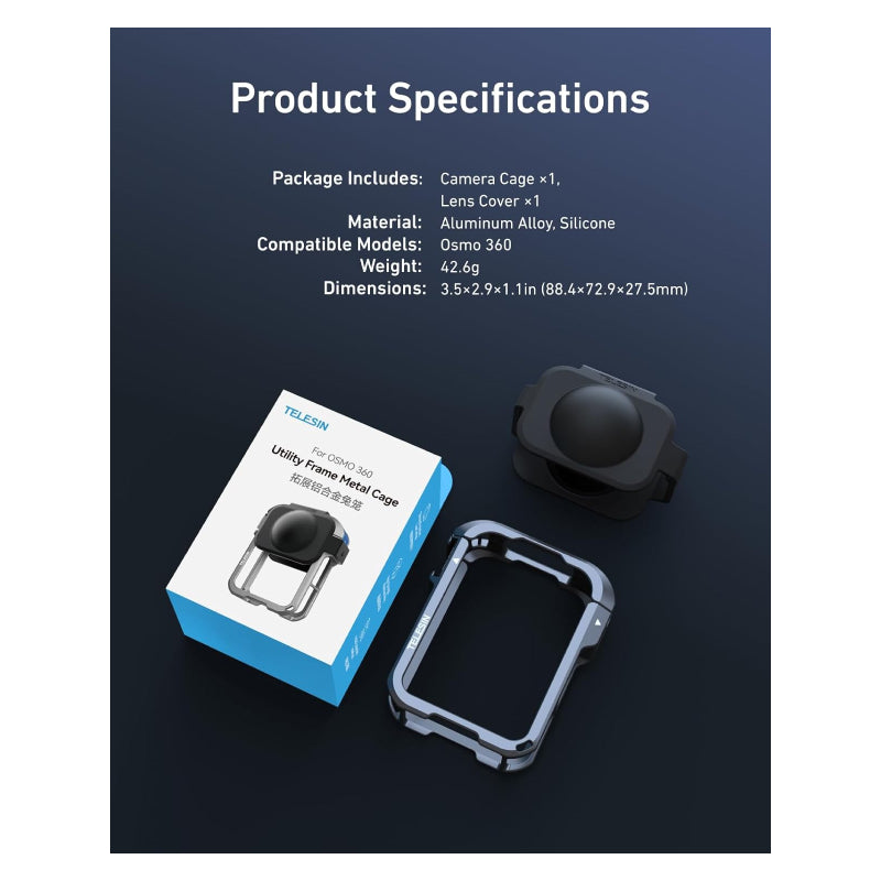 TELESIN Aluminum Alloy Protective Frame Case for DJI Osmo 360