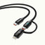 Porodo Dual-Connector Type-C Fast Charging Cable With Power Display - 1.2 Meter / Black