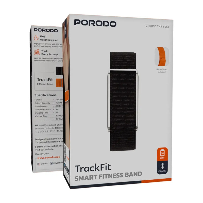 Porodo TrackFit Smart Fitness Band - Bluetooth / 110mAh / Silver
