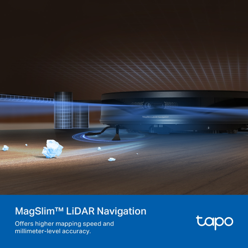 تي بي لينك Tapo RV20 ماكس بلس) مكنسة وممسحة الملاحة  مع LiDAR الملاحة MagSlim™ مع  موصل  مع  موصل  2600 مللي امبير  3 لتر / أسود