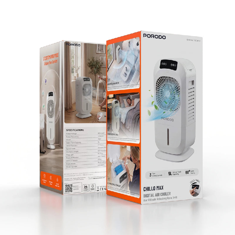 Porodo Chilo Max Digital Air Cooler 5L - White