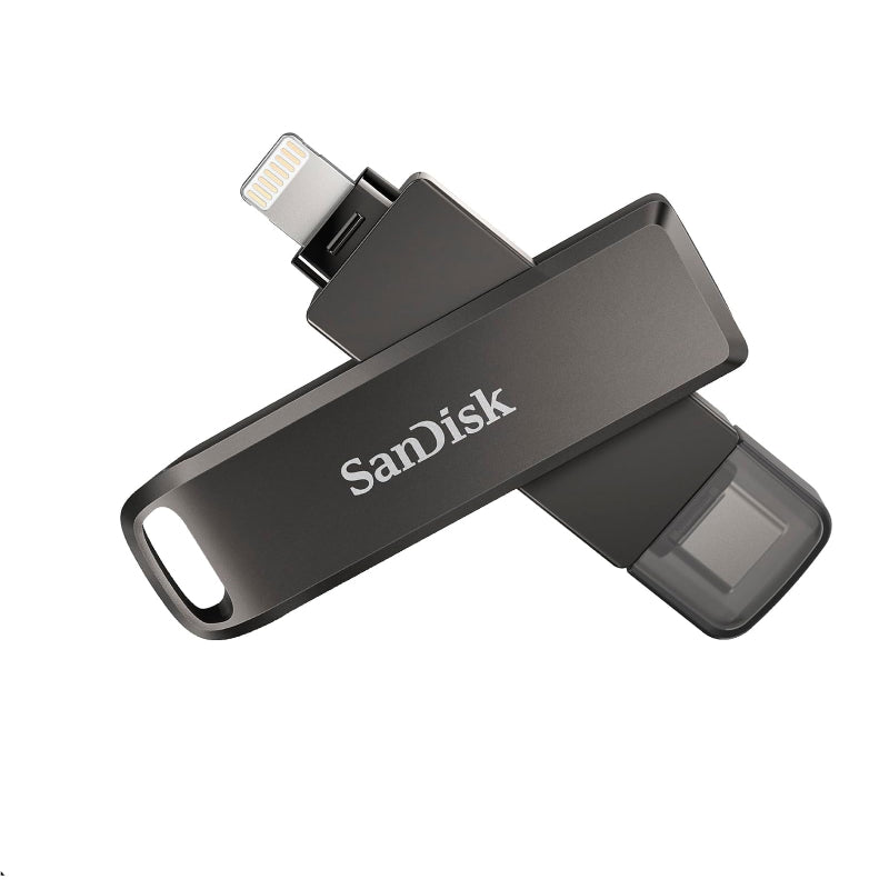 SanDisk iXpand Flash Drive Luxe - 128GB / Type-C / Lightning / Grey