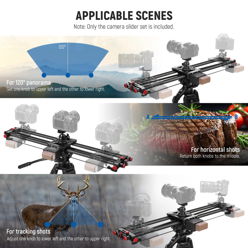 NEEWER ER1 Motorized Carbon Fiber Camera Slider with F750 Battery - Black