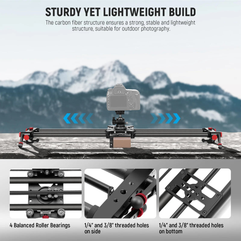 NEEWER ER1 Motorized Carbon Fiber Camera Slider with F750 Battery - Black