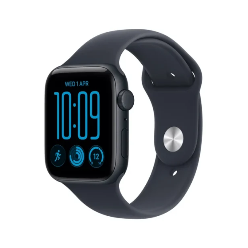 Apple Watch SE 3 with Sport Band - LTPO OLED / 44mm / Medium/Large / Bluetooth / Wi-Fi / Midnight Aluminium Case with Navy Blue Sport Band