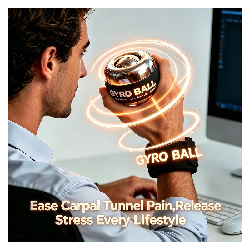 GYRO Ball Wrist Exerciser Metal Hand Forearm Strengthener LED