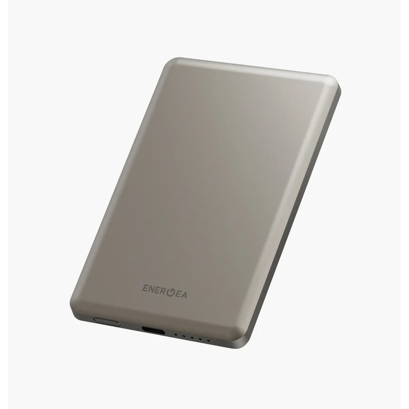 Energea Alupac Air,  5000mah Ultra Light Aluminium Magsafe Compatible Power Bank - Natural  Titanium