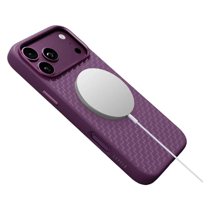 Levelo Fiora MagSafe Magnetic Silicone Case For Apple iPhone 18 Pro Max / Apple iPhone 17 Pro Max - Burgundy