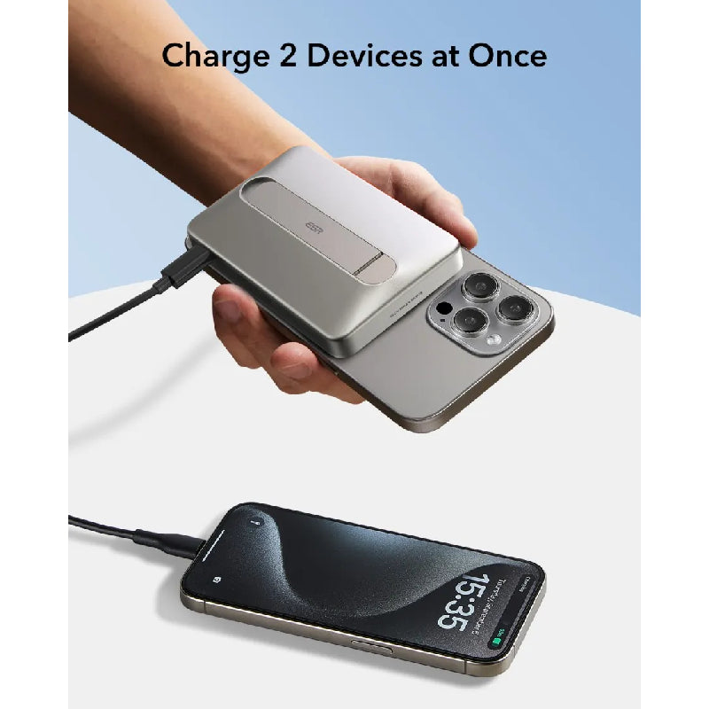 ESR Qi2 MagSlim Kickstand Power Bank - 10000mAh / Titanium