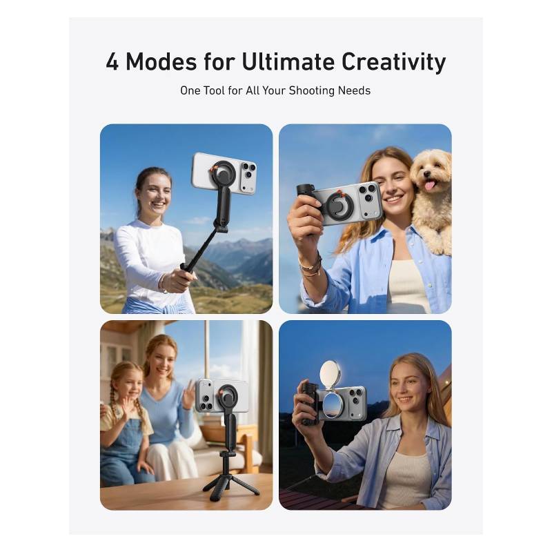 TELESIN Magnetic Mini Selfie Stick Tripod - Black
