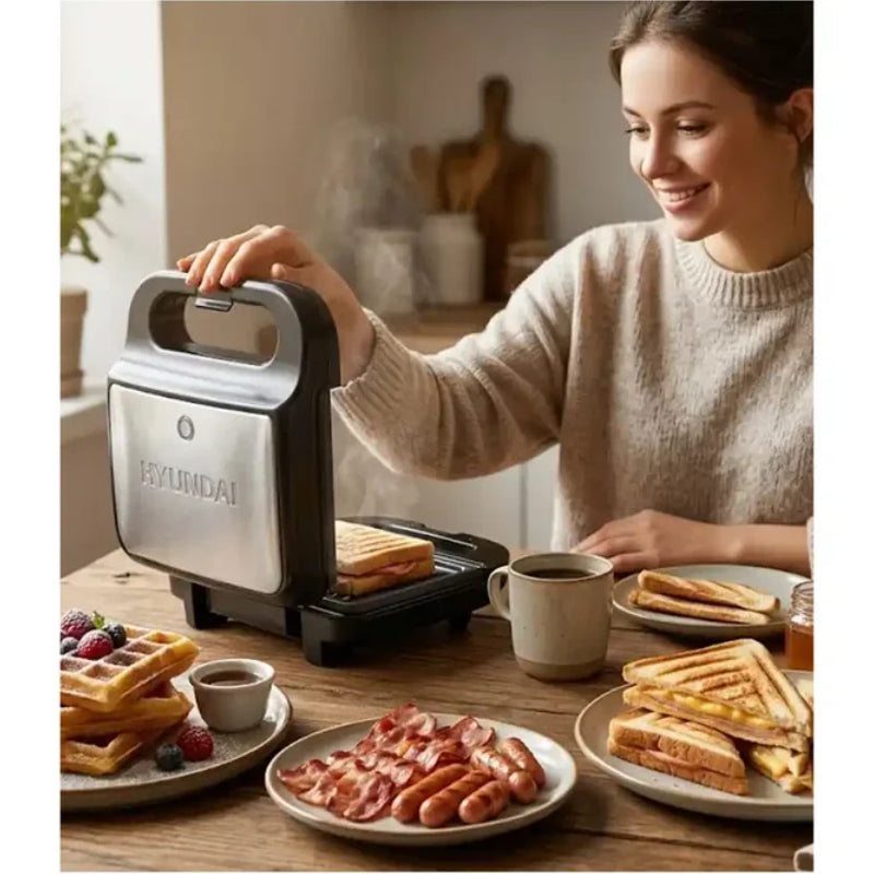 Hyundai 3-in-1 Detachable 2-Slice Sandwich Maker - 750W