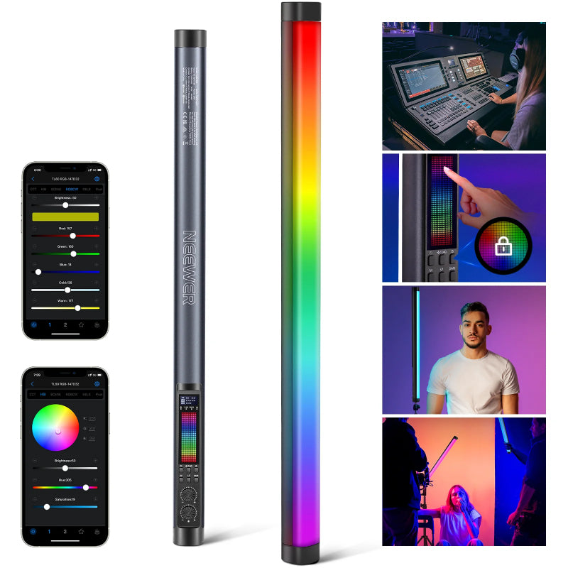 NEEWER TL60 20W RGB Tube Light with APP/2.4G/DMX Control - 3000mAh / 20W