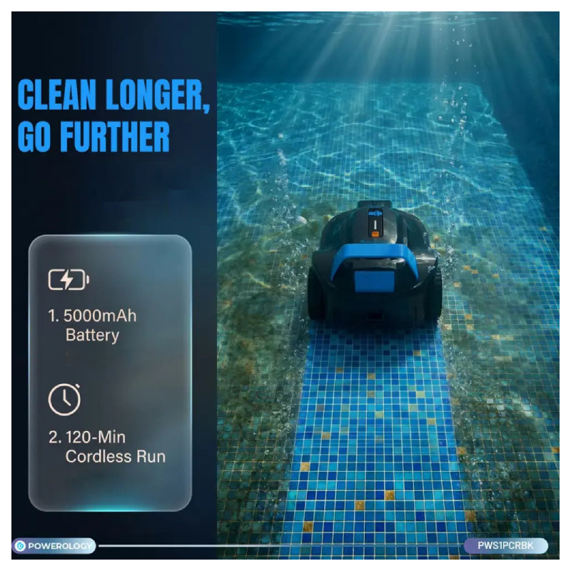 Powerology Wireless Pool Cleaning Robot - 5000mAh / Black