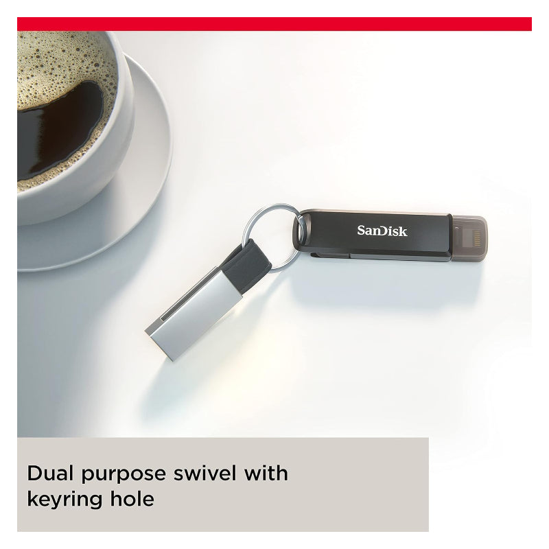 SanDisk iXpand Flash Drive Luxe - 128GB / Type-C / Lightning / Grey