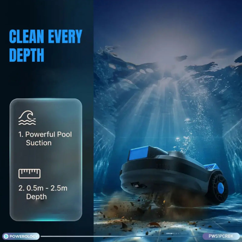 Powerology Wireless Pool Cleaning Robot - 5000mAh / Black