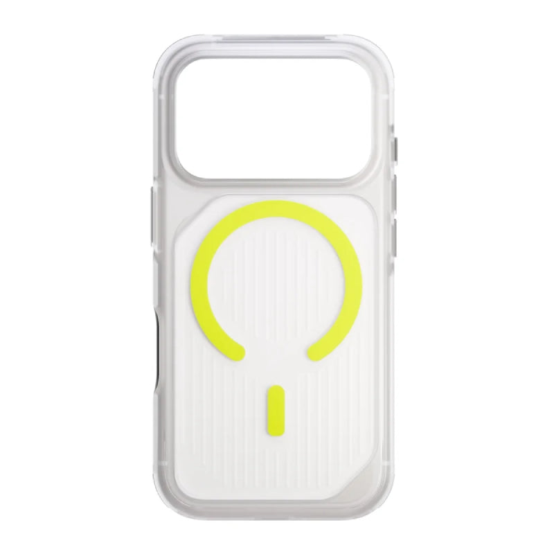 Uniq Hybrid Combat Active Magclick Charging Case For Apple iPhone 17 Pro - Frost Clear/Lume-Lime