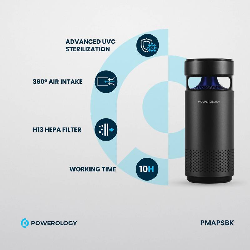 Powerology Portable Air Purifier - 2200mAh / Type-C / Black