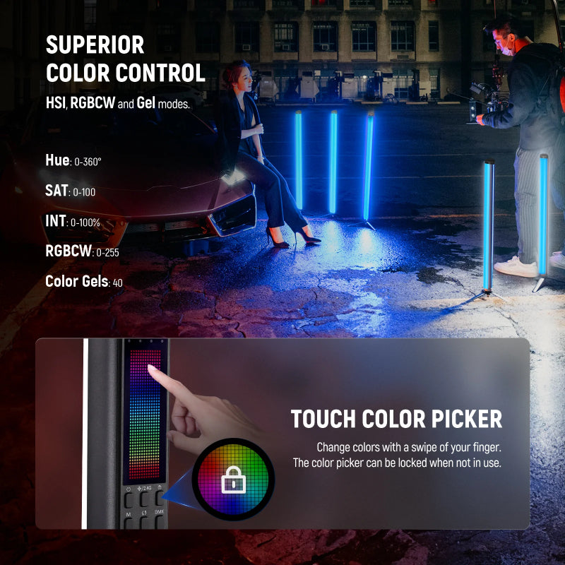 NEEWER TL60 20W RGB Tube Light with APP/2.4G/DMX Control - 3000mAh / 20W