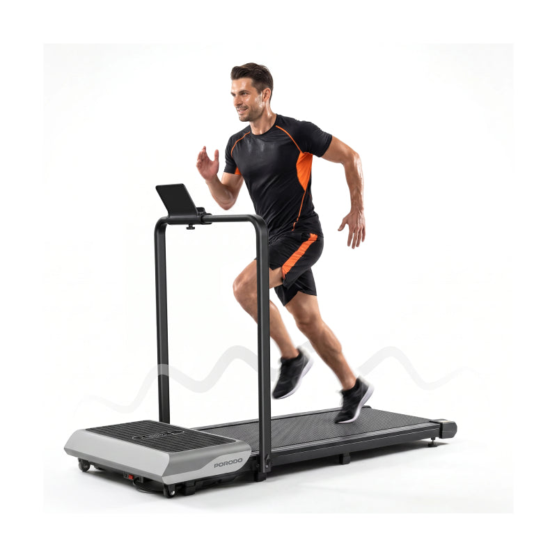 Porodo Dual Function Treadmill with Vibration Plate - 120Kg / Black