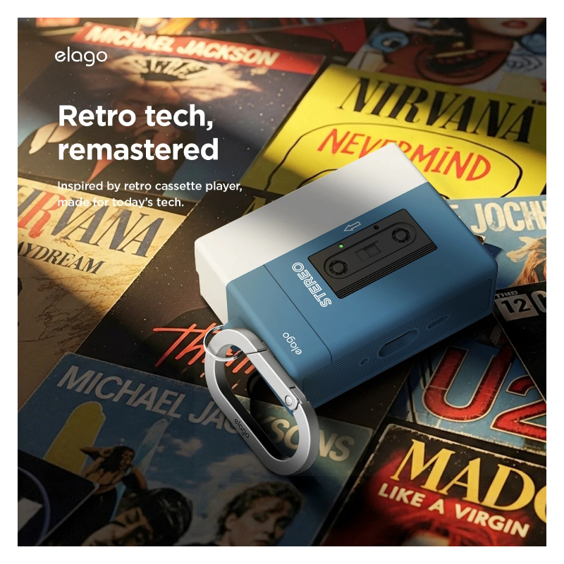 Elago Cassette Player Hang Case For Apple AirPods Pro 3 - Blue Accessories > Headphones > Covers & Cases