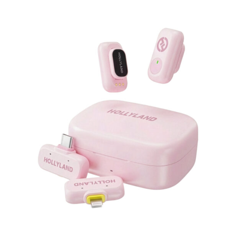 HOLLYLAND LARK A1 Combo 2-Person Wireless Microphone System - USB-C / Lightning / Cloud Pink
