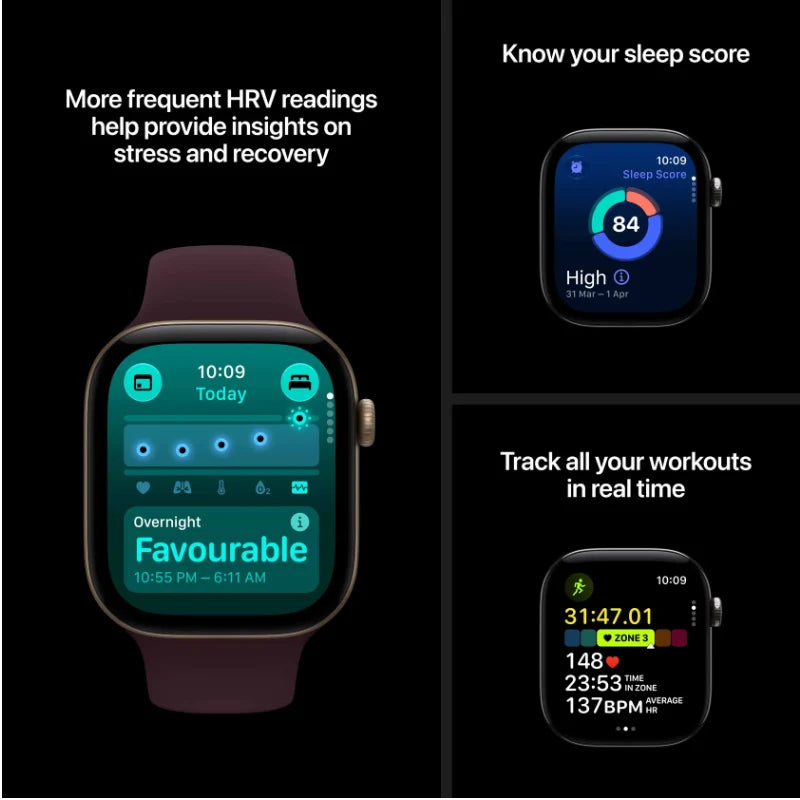 Apple Watch Series 12 - LTPO OLED / 64GB / 42mm / Bluetooth / Wi-Fi / Small/Medium / Dark Bronze Aluminium Case with Olive Sport Band