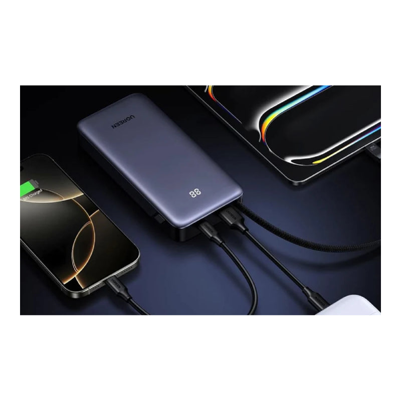 UGREEN Nexode Power Bank Built-in USB-C Cable - 20000mAh / 45W / USB-C / USB-A / Black