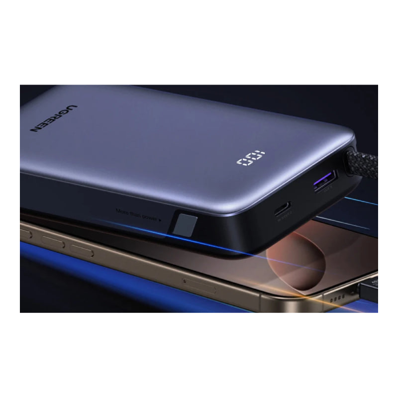 UGREEN Nexode Power Bank Built-in USB-C Cable - 20000mAh / 45W / USB-C / USB-A / Black