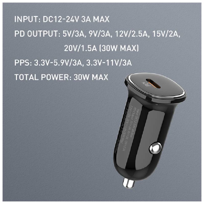 LDNIO C106 PD Super Fast Car charger - 30W / USB-C / Black