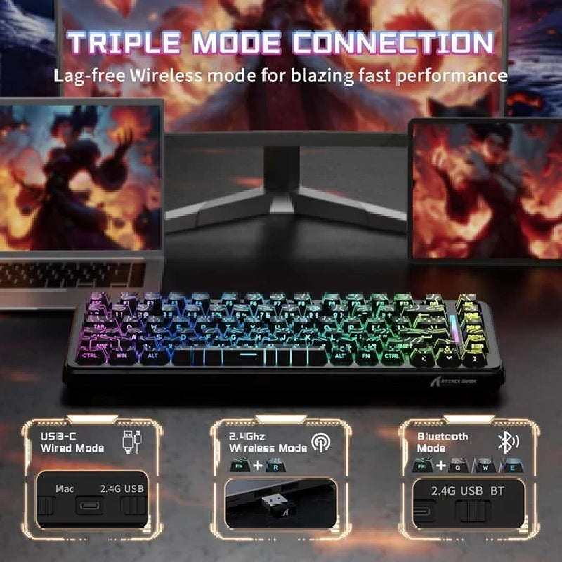 ATTACK SHARK X82 Pro HE Wireless Rapid Trigger Gaming Keyboard With Magnetic Switch - Black Contours